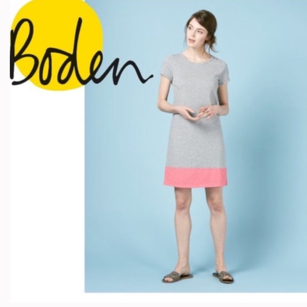 Boden Color Block T-Shirt Dress - Gray and coral - 4